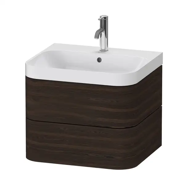 Тумба подвесная с раковиной c-shaped Duravit Happy D.2 Plus 57,5 х 49 см, орех брашированный (HP4345O6969) фото 1 Aquada.com.ua Тумба подвесная с раковиной c-shaped Duravit Happy D.2 Plus 57,5 х 49 см, орех брашированный (HP4345O6969) фото 1 Aquada.com.ua