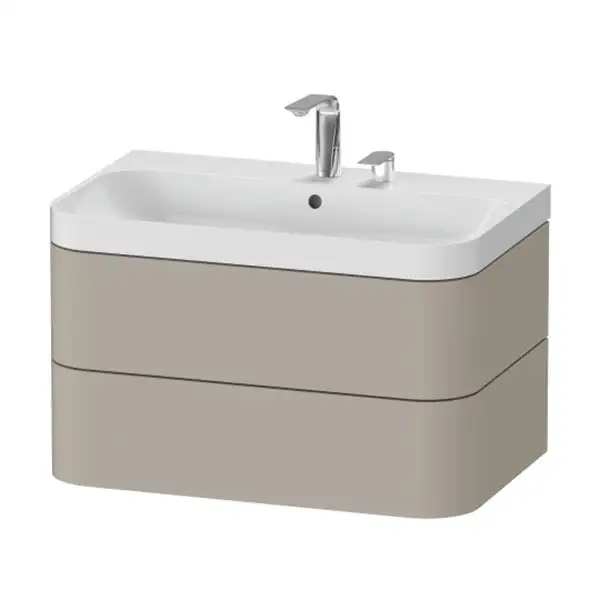 Тумба подвесная с раковиной c-shaped Duravit Happy D.2 Plus 77,5 х 49 см, серо-коричневый шелковисто-матовый лак (HP4347E6060) фото 1 Aquada.com.ua Тумба подвесная с раковиной c-shaped Duravit Happy D.2 Plus 77,5 х 49 см, серо-коричневый шелковисто-матовый лак (HP4347E6060) фото 1 Aquada.com.ua