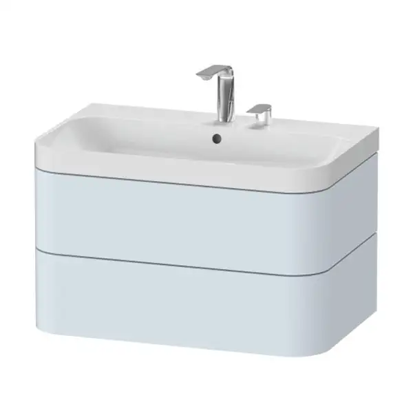 Тумба подвесная с раковиной c-shaped Duravit Happy D.2 Plus 77,5 х 49 см, светло-голубой шелковисто-матовый лак (HP4347E9797) фото 1 Aquada.com.ua Тумба подвесная с раковиной c-shaped Duravit Happy D.2 Plus 77,5 х 49 см, светло-голубой шелковисто-матовый лак (HP4347E9797) фото 1 Aquada.com.ua