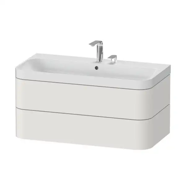 Тумба подвесная с раковиной c-shaped Duravit Happy D.2 Plus 97,5 х 49 см, скандинавский белый шелковисто-матовый лак (HP4348E3939) фото 1 Aquada.com.ua Тумба подвесная с раковиной c-shaped Duravit Happy D.2 Plus 97,5 х 49 см, скандинавский белый шелковисто-матовый лак (HP4348E3939) фото 1 Aquada.com.ua