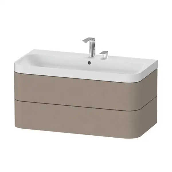Тумба подвесная с раковиной c-shaped Duravit Happy D.2 Plus 97,5 х 49 см, лён (HP4348E7575) фото 1 Aquada.com.ua Тумба подвесная с раковиной c-shaped Duravit Happy D.2 Plus 97,5 х 49 см, лён (HP4348E7575) фото 1 Aquada.com.ua
