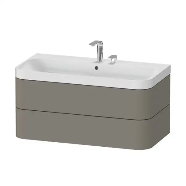 Тумба подвесная с раковиной c-shaped Duravit Happy D.2 Plus 97,5 х 49 см, каменно-серый шелковисто-матовый лак (HP4348E9292) фото 1 Aquada.com.ua
