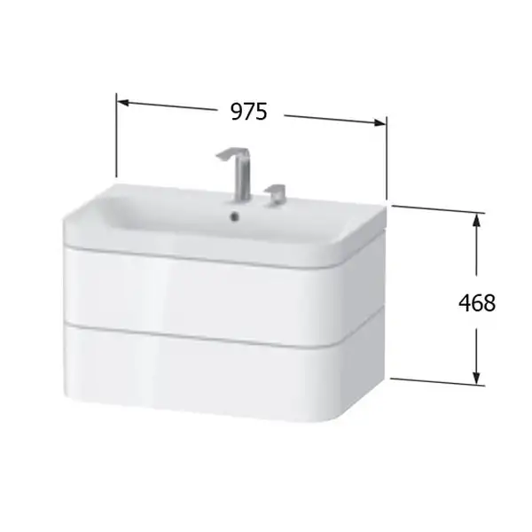 Тумба подвесная с раковиной c-shaped Duravit Happy D.2 Plus 97,5 х 49 см, светло-голубой шелковисто-матовый лак (HP4348E9797) фото 2 Aquada.com.ua