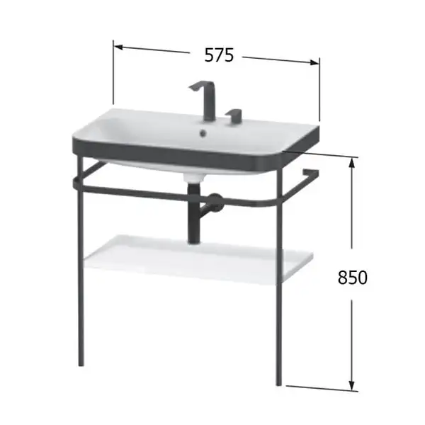 Раковина c-bonded с напольной металлической консолью Duravit Happy D.2 Plus 57,5 х 49 см (HP4735E2222) фото 2 Aquada.com.ua Раковина c-bonded с напольной металлической консолью Duravit Happy D.2 Plus 57,5 х 49 см (HP4735E2222) фото 2 Aquada.com.ua