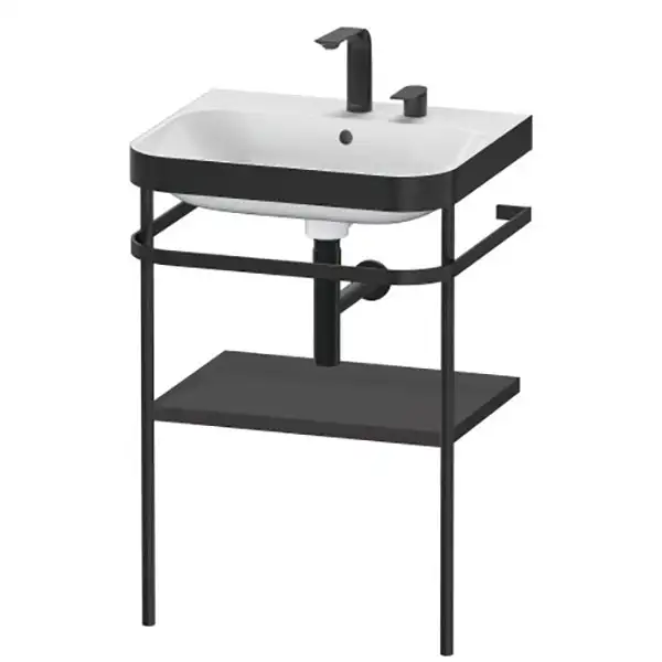 Раковина c-bonded с напольной металлической консолью Duravit Happy D.2 Plus 57,5 х 49 см (HP4735E8080) фото 1 Aquada.com.ua Раковина c-bonded с напольной металлической консолью Duravit Happy D.2 Plus 57,5 х 49 см (HP4735E8080) фото 1 Aquada.com.ua