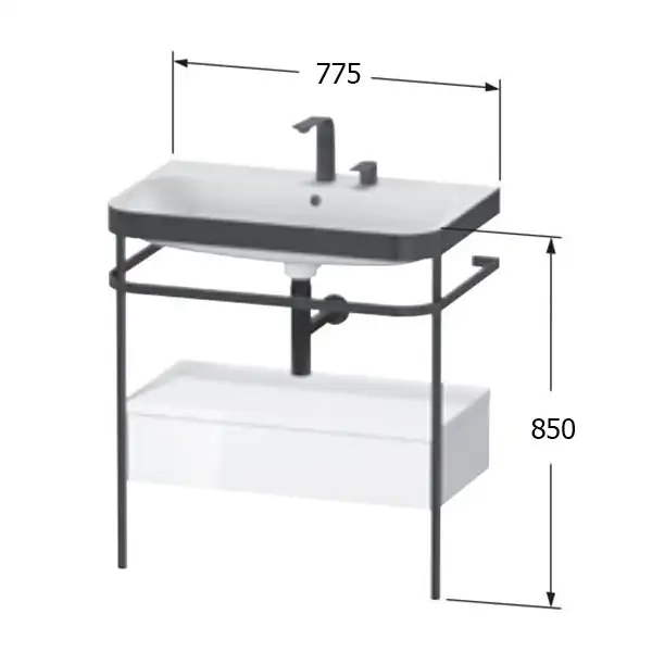 Раковина c-bonded с напольной металлической консолью Duravit Happy D.2 Plus 77,5 х 49 см (HP4742E6969) фото 2 Aquada.com.ua Раковина c-bonded с напольной металлической консолью Duravit Happy D.2 Plus 77,5 х 49 см (HP4742E6969) фото 2 Aquada.com.ua