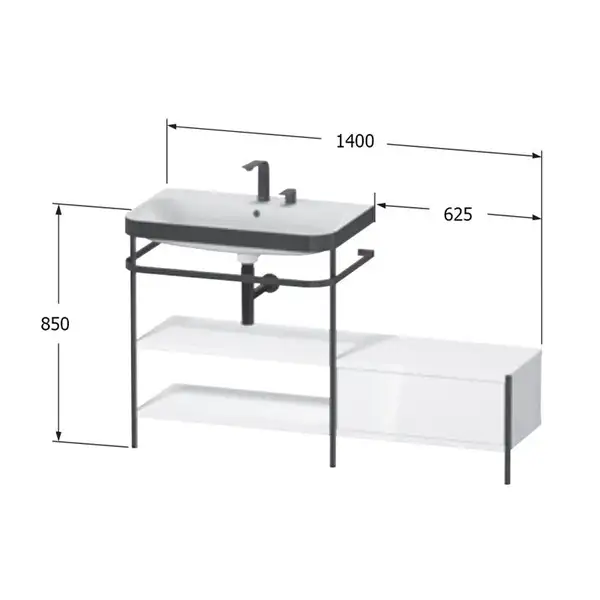 Раковина c-bonded с напольной металлической консолью Duravit Happy D.2 Plus 140 х 49 см (HP4752E2222) фото 2 Aquada.com.ua Раковина c-bonded с напольной металлической консолью Duravit Happy D.2 Plus 140 х 49 см (HP4752E2222) фото 2 Aquada.com.ua