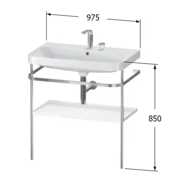 Раковина c-bonded с напольной металлической консолью Duravit Happy D.2 Plus 97,5 х 49 см (HP4838E7171) фото 2 Aquada.com.ua Раковина c-bonded с напольной металлической консолью Duravit Happy D.2 Plus 97,5 х 49 см (HP4838E7171) фото 2 Aquada.com.ua
