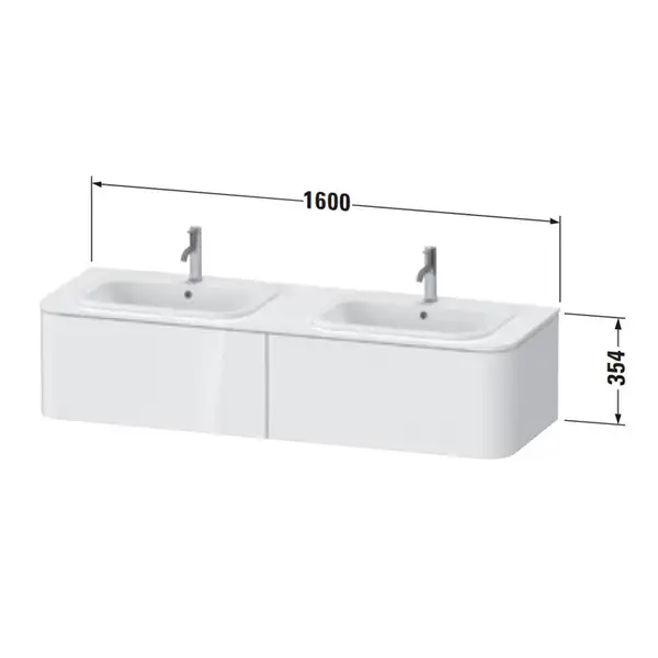 Тумбочка для подвесной консоли Duravit Happy D.2 Plus 160 х 55 см, белый глянец (HP4956B2222) фото 2 Aquada.com.ua Тумбочка для подвесной консоли Duravit Happy D.2 Plus 160 х 55 см, белый глянец (HP4956B2222) фото 2 Aquada.com.ua