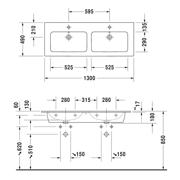 Комплект мебели тумба подвесная с двойной раковиной Duravit XSquare 128 х 47,8 см (XS417509797+2336130000) фото 4 Aquada.com.ua Комплект мебели тумба подвесная с двойной раковиной Duravit XSquare 128 х 47,8 см (XS417509797+2336130000) фото 4 Aquada.com.ua