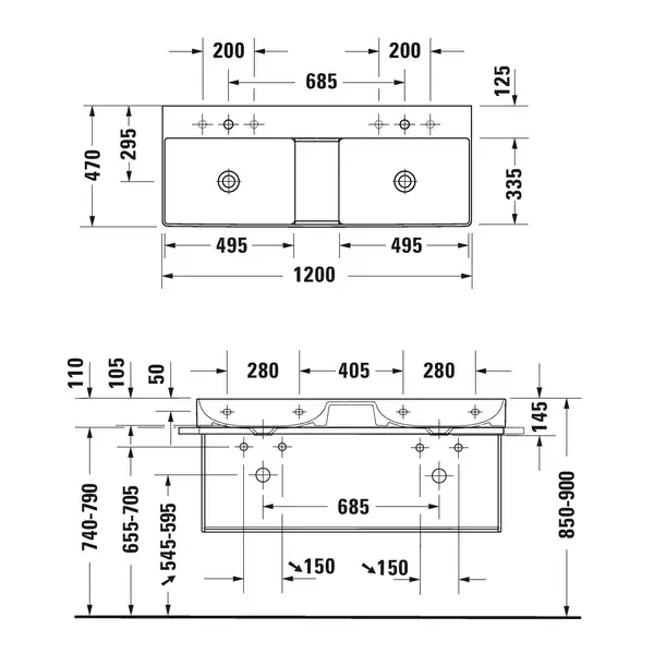 Комплект мебели тумба с двойной раковиной Duravit XSquare 118,4 х 46 см (XS445602222+23531200141) фото 5 Aquada.com.ua Комплект мебели тумба с двойной раковиной Duravit XSquare 118,4 х 46 см (XS445602222+23531200141) фото 5 Aquada.com.ua
