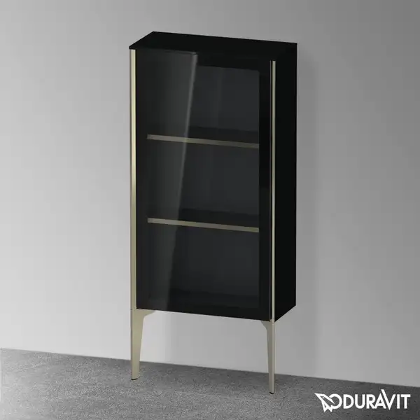 Шкафчик напольный со стеклянными дверцами Duravit XViu 50 x 24 х h113 см, чёрный глянцевый (XV1361LB140) фото 2 Aquada.com.ua