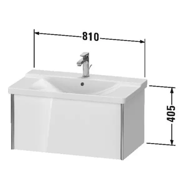 Тумба подвесная под раковину Duravit XViu 81 x 46,9 см, доломитово-серый глянцевый лак (XV40160B138) фото 2 Aquada.com.ua