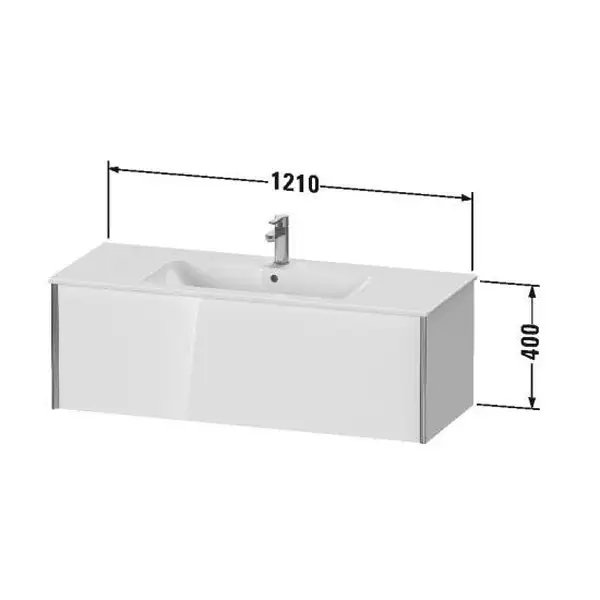 Тумба подвесная под раковину Duravit XViu 121 x 48 см, чёрный глянцевый (XV40280B140) фото 3 Aquada.com.ua