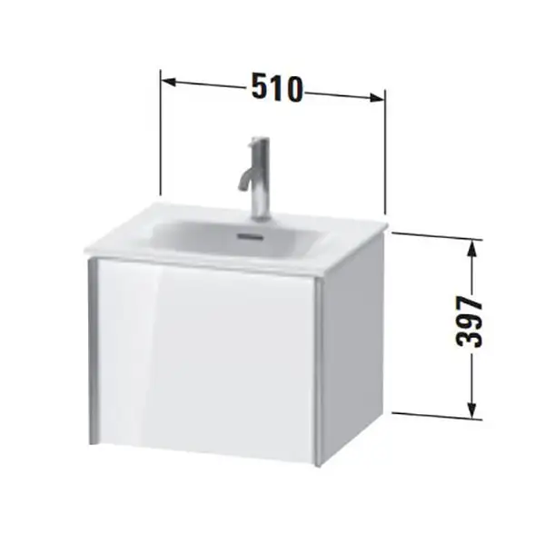 Тумба подвесная под раковину Duravit XViu 51 x 42 см, чёрный глянцевый (XV40310B140) фото 3 Aquada.com.ua