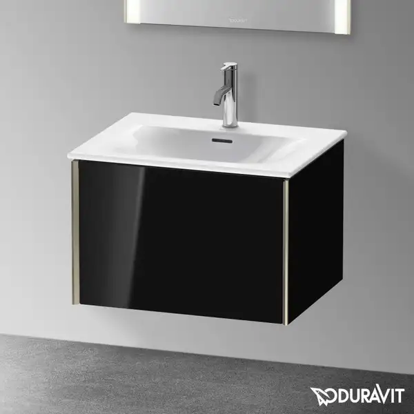 Тумба подвесная под раковину Duravit XViu 61 x 48 см, чёрный глянцевый (XV40320B140) фото 2 Aquada.com.ua
