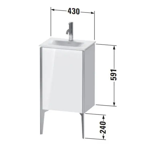 Тумба напольная под раковину Duravit XViu 43 x 31 см, чёрный глянцевый (XV4068LB140) фото 3 Aquada.com.ua