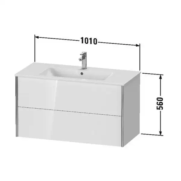 Тумба подвесная под раковину Duravit XViu 101 x 48 см, белый глянцевый (XV41270B122) фото 3 Aquada.com.ua
