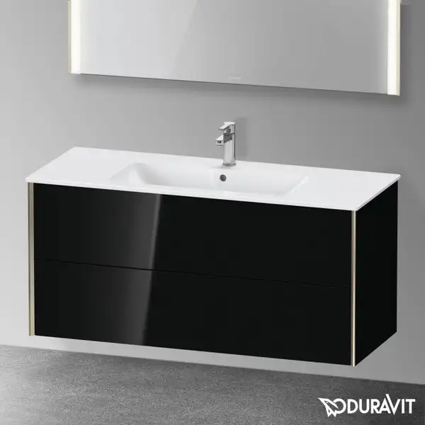Тумба подвесная под раковину Duravit XViu 121 x 48 см, чёрный глянцевый (XV41280B140) фото 2 Aquada.com.ua