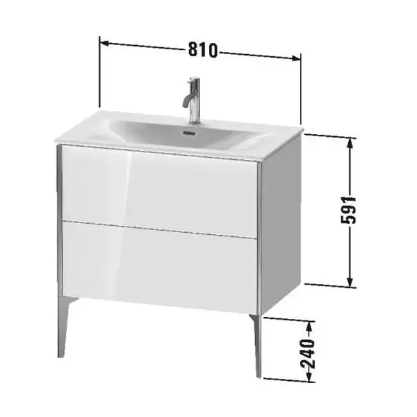 Тумба напольная под раковину Duravit XViu 81 x 48 см, белый глянцевый (XV43020B122) фото 3 Aquada.com.ua