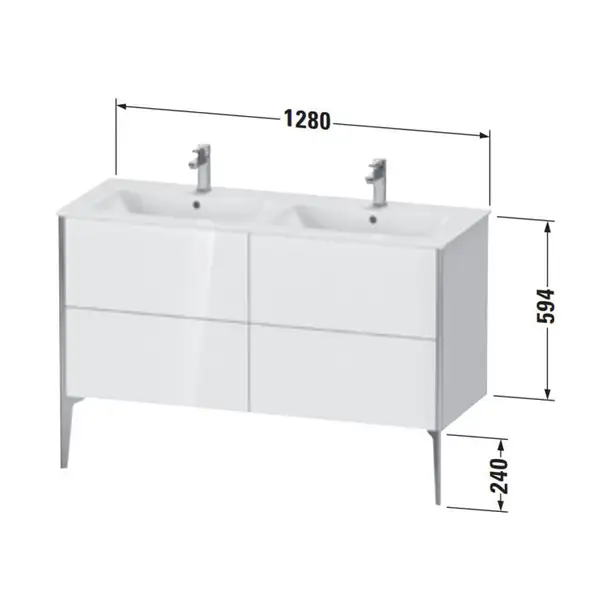 Тумба напольная под раковину Duravit XViu 128 x 48 см, белый матовый (XV44850B118) фото 3 Aquada.com.ua