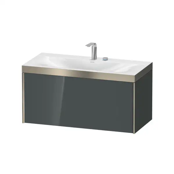 Тумба подвесная с раковиной c-bonded Duravit XViu 100 x 48 см, доломитово-серый глянцевый лак (XV4611EB138P) фото 1 Aquada.com.ua