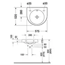 Подвесной умывальник Duravit Architec, с переливом, без отверстия под смеситель (0450580000) фото 2 Aquada.com.ua