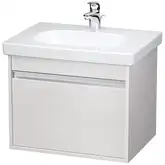 Тумба под умывальник Duravit D-code 60 см, матовый белый + раковина с 1 отв. 65 см + сифон, белый (KT006201818)