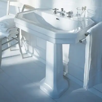 Подвесной умывальник Duravit 1930, 3 отверстие под смеситель (0438700030) фото 3 Aquada.com.ua