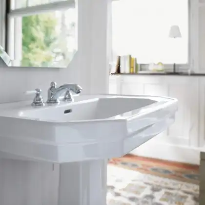 Подвесной умывальник Duravit 1930, 3 отверстие под смеситель (0438700030) фото 5 Aquada.com.ua