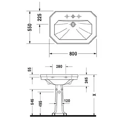 Раковина Duravit 1930 80х55 см (0438800000) фото 3 Aquada.com.ua