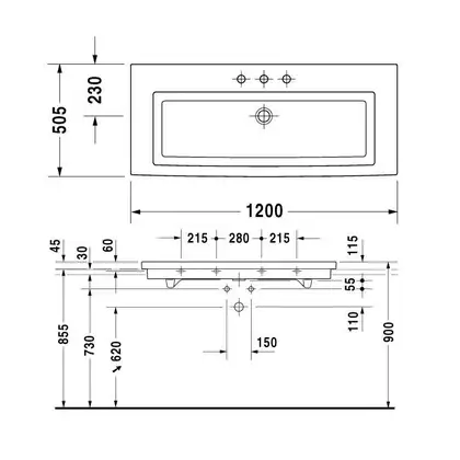 Раковина для мебели Duravit 2nd floor 120x50.5 см (шлифованный) (0491120025) фото 3 Aquada.com.ua Раковина для мебели Duravit 2nd floor 120x50.5 см (шлифованный) (0491120025) фото 3 Aquada.com.ua