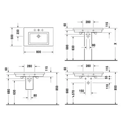 Раковина накладная на столешницу Duravit 2nd floor 80х50 см (0491800030) фото 3 Aquada.com.ua