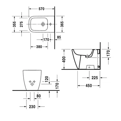 Биде напольное DURAVIT HAPPY D.2 570х 365х400 (2267100000) фото 4 Aquada.com.ua Биде напольное DURAVIT HAPPY D.2 570х 365х400 (2267100000) фото 4 Aquada.com.ua