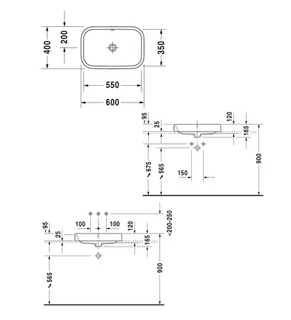 Раковина накладная на столешницу Duravit Happy D.2 60х40 см (2314600000) фото 3 Aquada.com.ua