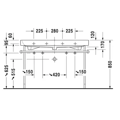 Раковина Duravit Happy D.2 120х50,5 см (с 2 отв. под смеситель) (2318120024) фото 3 Aquada.com.ua Раковина Duravit Happy D.2 120х50,5 см (с 2 отв. под смеситель) (2318120024) фото 3 Aquada.com.ua