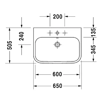 Раковина Duravit Happy D.2 65х50,5 см (без отв. под смеситель, шлифованная) (2318650028) фото 2 Aquada.com.ua
