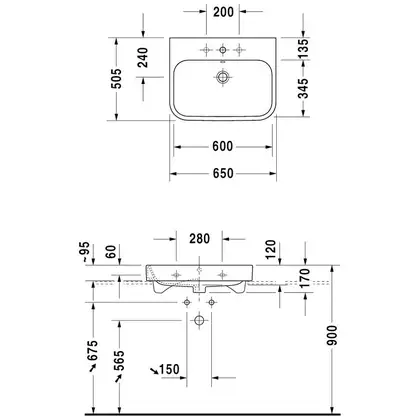 Раковина Duravit Happy D.2 65х50,5 см (без отв. под смеситель) (2318650060) фото 4 Aquada.com.ua