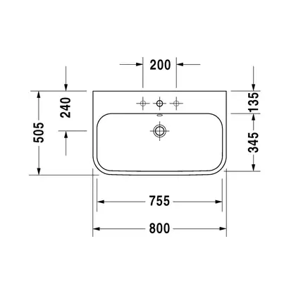 Раковина Duravit Happy D.2 80х50,5 см (без отв. под смеситель) (2318800060) фото 2 Aquada.com.ua