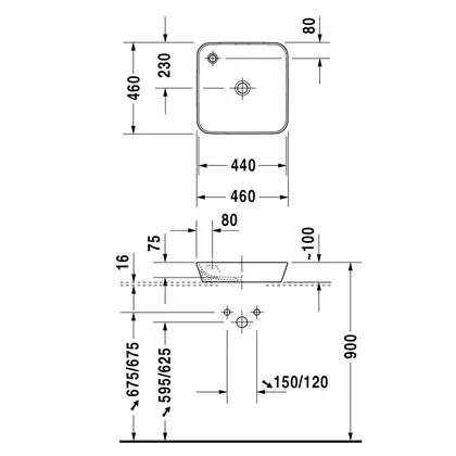 Раковина накладная на столешницу Duravit Starck 1 46х46 см (2322460000) фото 4 Aquada.com.ua