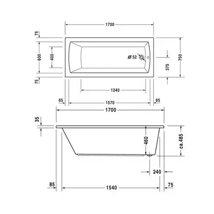 Ванна акриловая Duravit Daro 170 х 75 см (700027000000000) фото 3 Aquada.com.ua