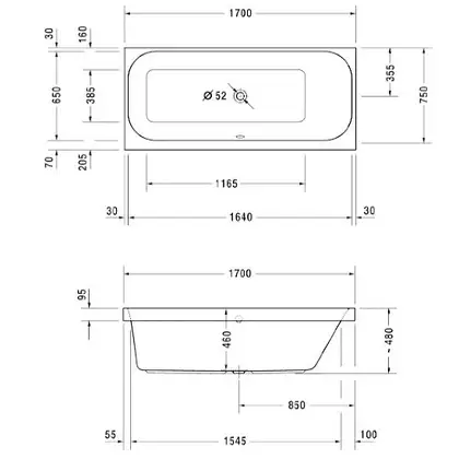Ванна акриловая Duravit Happy D.2 170 х 75 см (700313000000000) фото 3 Aquada.com.ua Ванна акриловая Duravit Happy D.2 170 х 75 см (700313000000000) фото 3 Aquada.com.ua