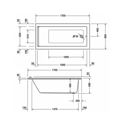 Ванна акриловая Duravit Starck 170 х 80 см (700336000000000) фото 3 Aquada.com.ua Ванна акриловая Duravit Starck 170 х 80 см (700336000000000) фото 3 Aquada.com.ua