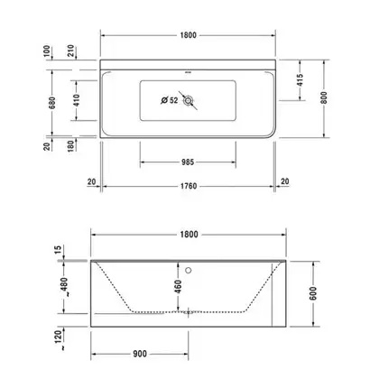 Ванна акриловая Duravit P3 Comforts 180 х 80 см (700379000000000) фото 3 Aquada.com.ua