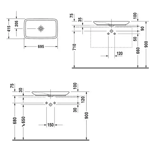 Раковина накладная на столешницу Duravit Pura Vida 69,5х41,5 см (0370700000) фото 3 Aquada.com.ua Раковина накладная на столешницу Duravit Pura Vida 69,5х41,5 см (0370700000) фото 3 Aquada.com.ua