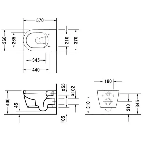 Унитаз подвесной Duravit ME by Starck (с сиденьем Soft Close) (2528090000+0020090000) фото 3 Aquada.com.ua