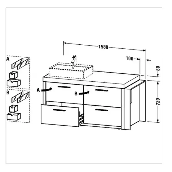 Тумба Duravit 2nd Floor 1580х810 мм левая, натуральный шпон - эбеновое дерево (2F6426L5959) фото 2 Aquada.com.ua Тумба Duravit 2nd Floor 1580х810 мм левая, натуральный шпон - эбеновое дерево (2F6426L5959) фото 2 Aquada.com.ua