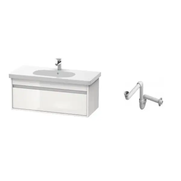 DURAVIT Тумба под умывальник 100 см, матовый белый + раковина с 1 отв. 105 см + сифон, белый (KT66681818111) фото 1 Aquada.com.ua DURAVIT Тумба под умывальник 100 см, матовый белый + раковина с 1 отв. 105 см + сифон, белый (KT66681818111) фото 1 Aquada.com.ua