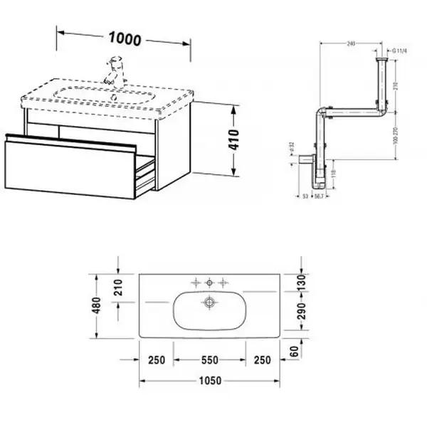 DURAVIT Тумба под умывальник 100 см, матовый белый + раковина с 1 отв. 105 см + сифон, белый (KT66681818111) фото 3 Aquada.com.ua DURAVIT Тумба под умывальник 100 см, матовый белый + раковина с 1 отв. 105 см + сифон, белый (KT66681818111) фото 3 Aquada.com.ua
