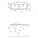 Раковина двойная Globo Forty3 125 x 47 см (FO125.BI) фото 3 Aquada.com.ua